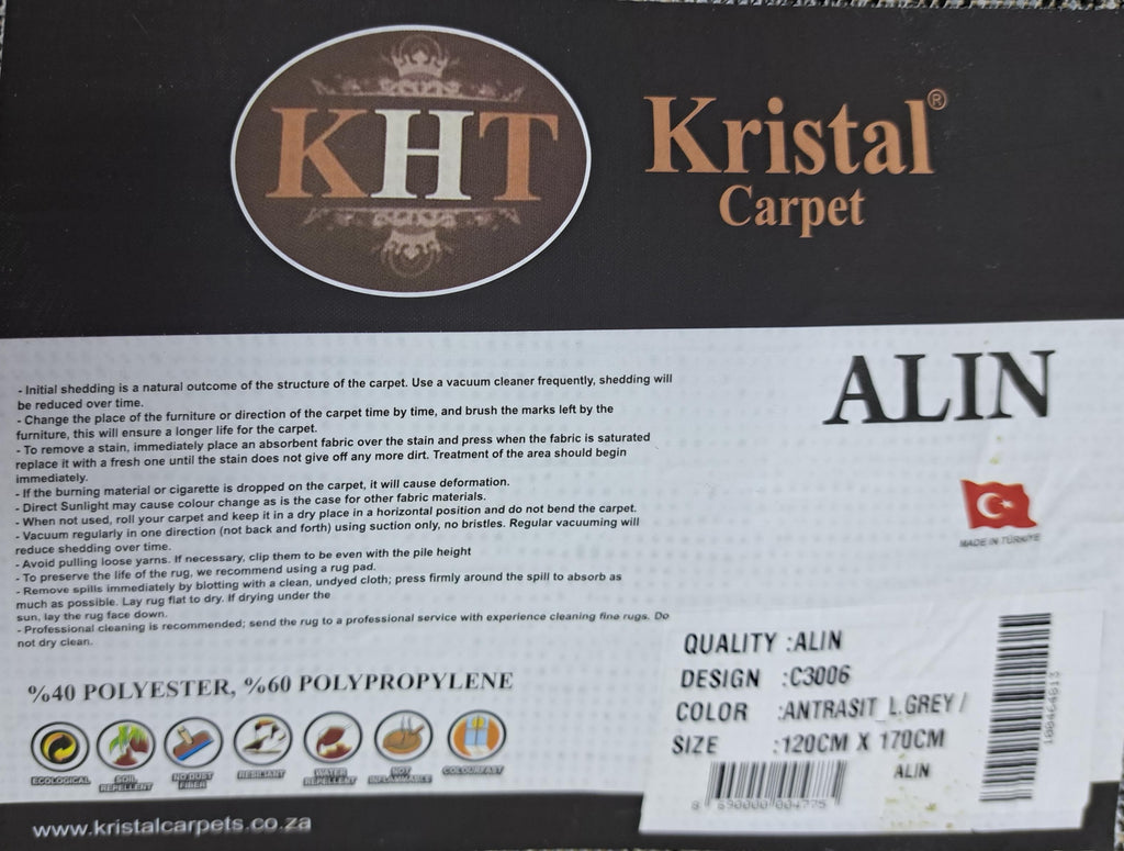 Alin charcoal / light grey design detail, code C3006