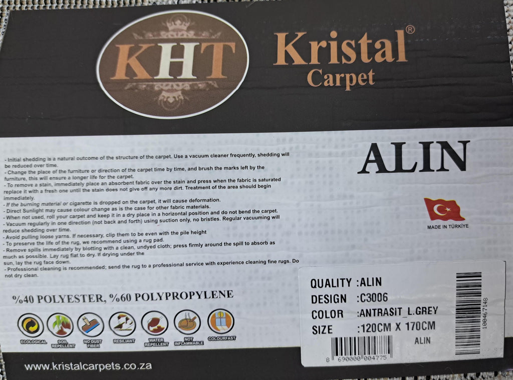 Alin charcoal / light grey design detail, code C3006