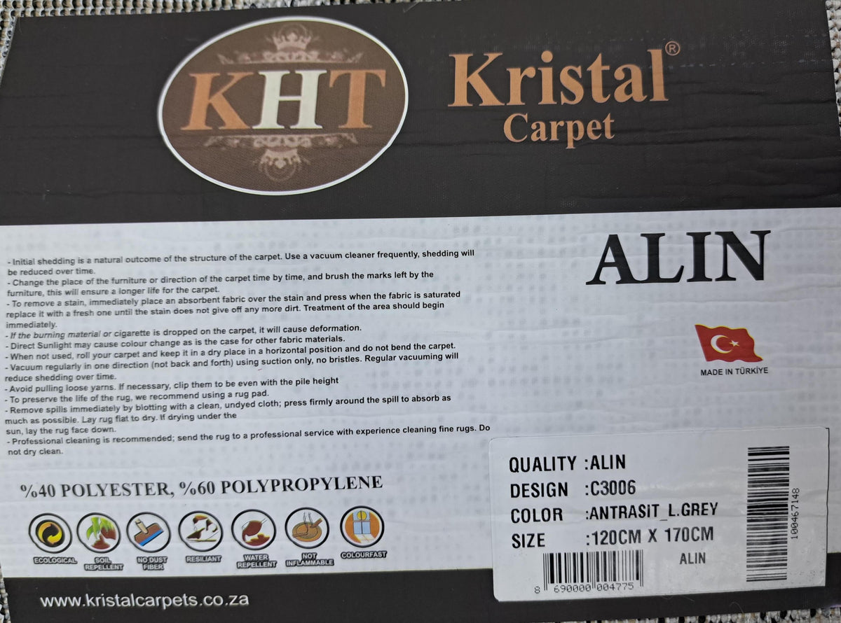 Alin charcoal / light grey design detail, code C3006