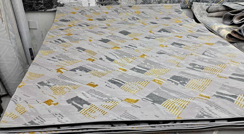 Alin rug in grey / gold, 200 x 290 cm