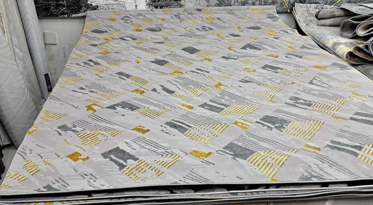 Alin rug in grey / gold, 200 x 290 cm
