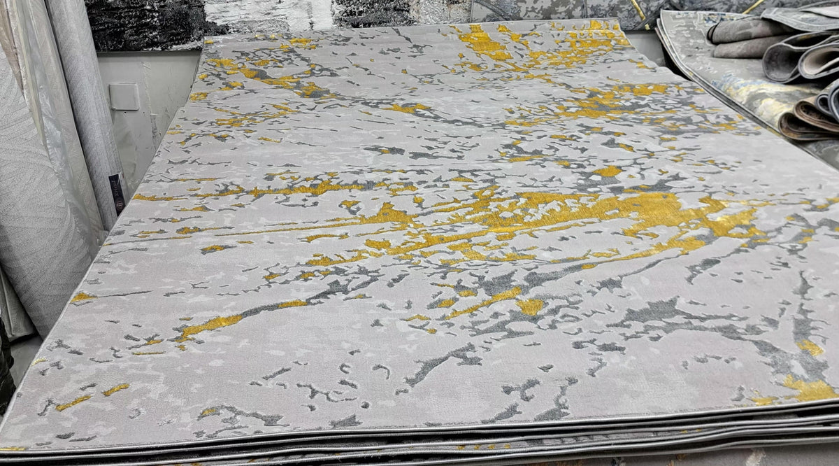 Alin rug in grey / gold, 200 x 290 cm
