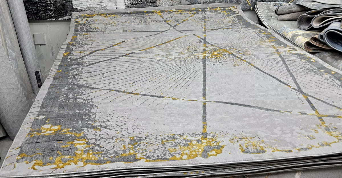 Alin rug in grey / gold, 200 x 290 cm