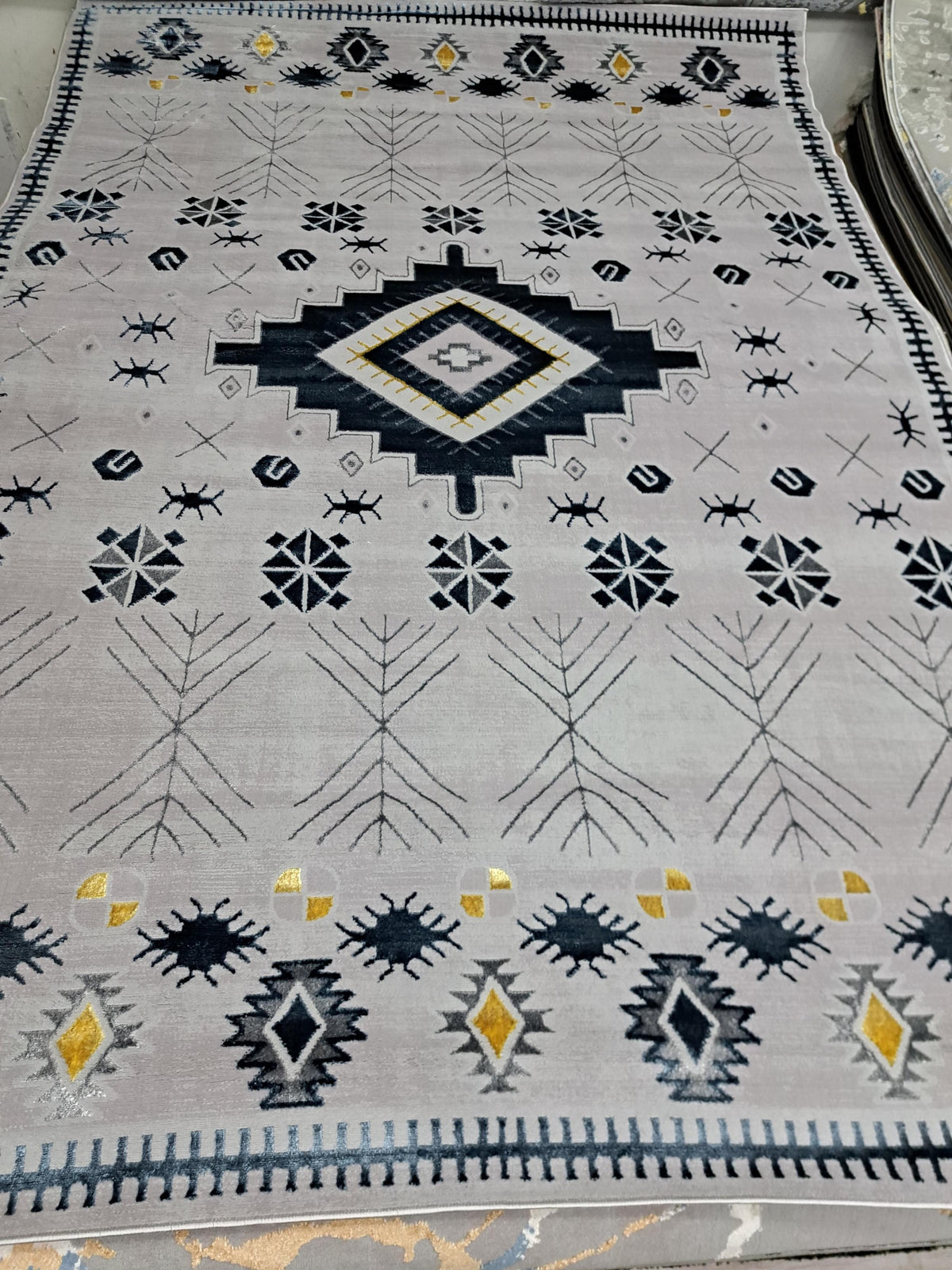 Alin rug in grey / navy, 200 x 290 cm