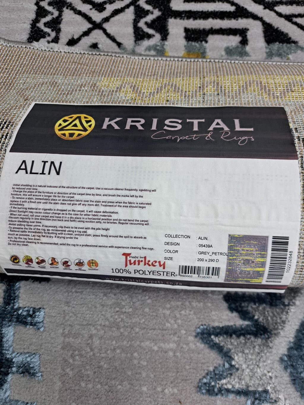 Alin grey / petrol blue design detail, code 05439A