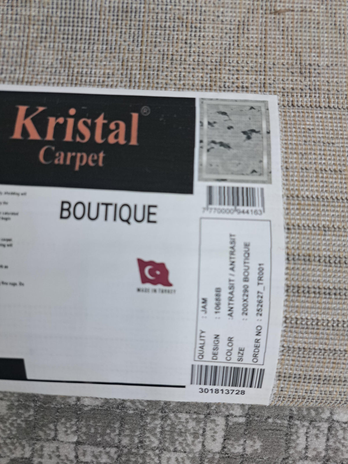 Boutique charcoal / charcoal design detail, code 10688D