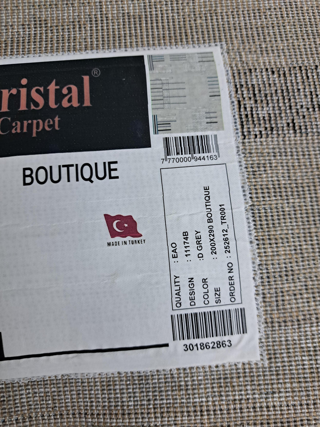 Boutique dark grey design detail, code 11174B
