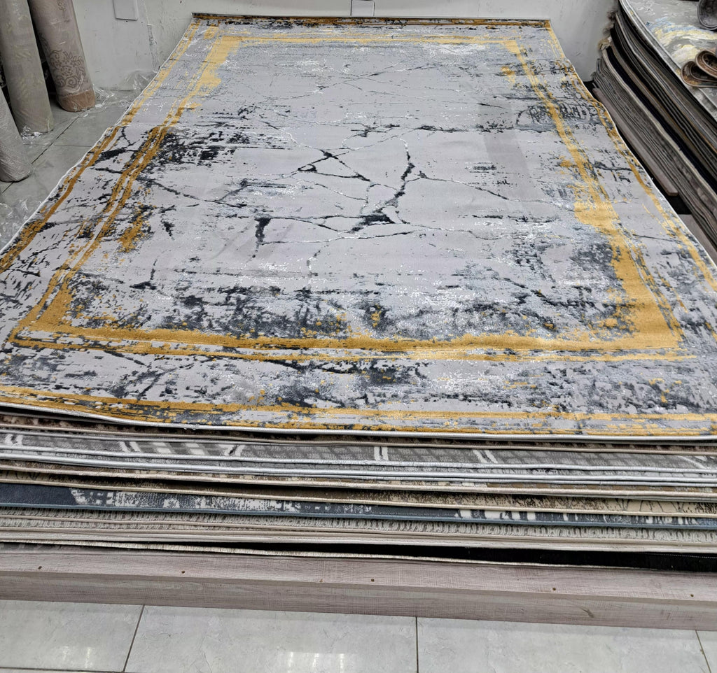 Joburg rug in dark grey / yellow, 200 x 290 cm