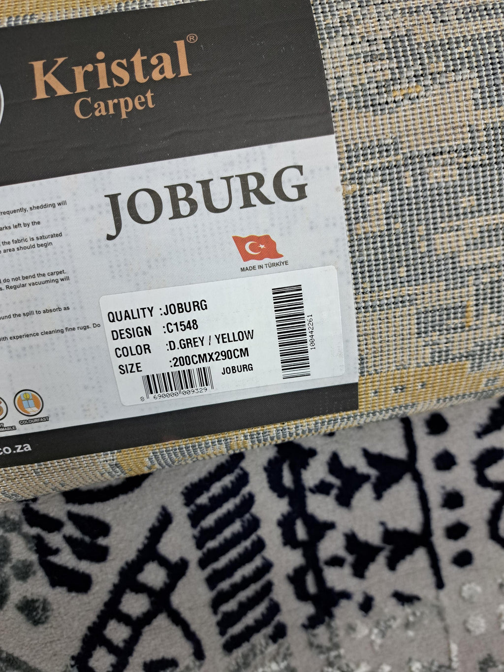 Joburg dark grey / yellow design detail, code C1548