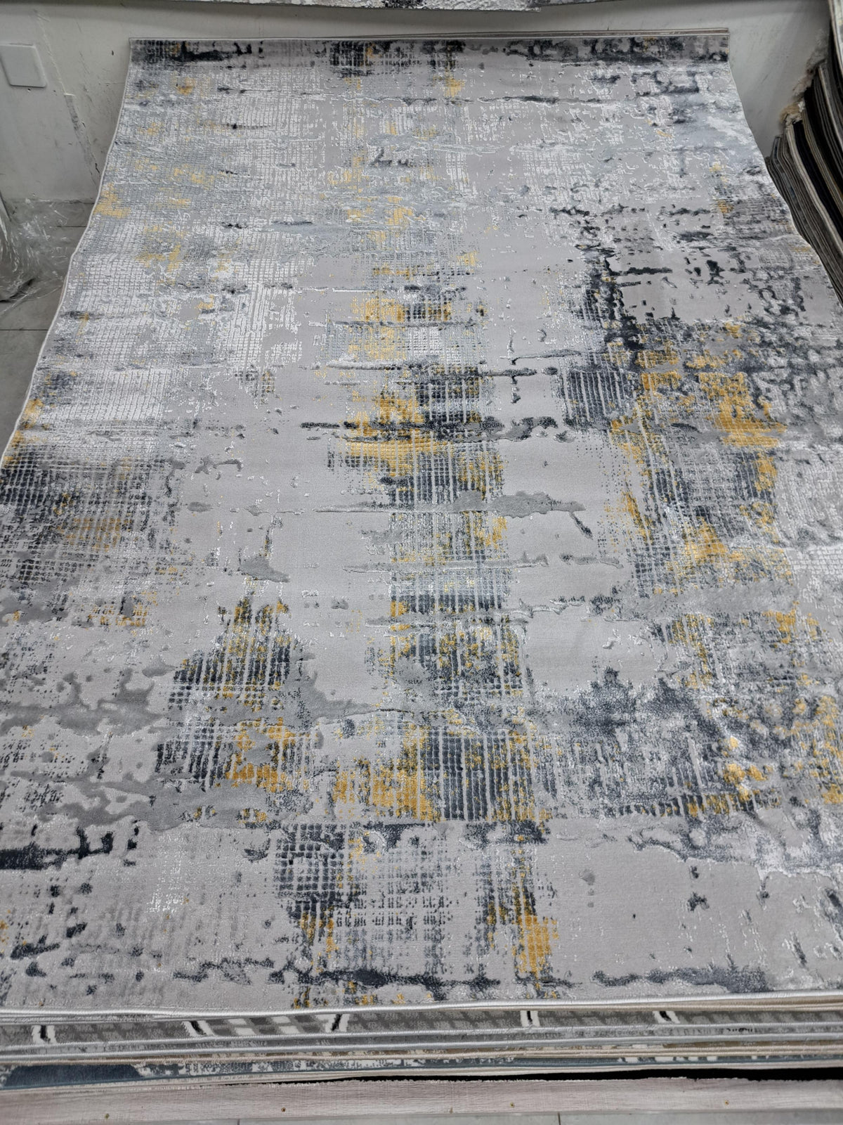Joburg rug in dark grey / yellow, 200 x 290 cm