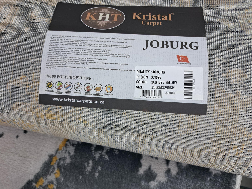 Joburg dark grey / yellow design detail, code C1926