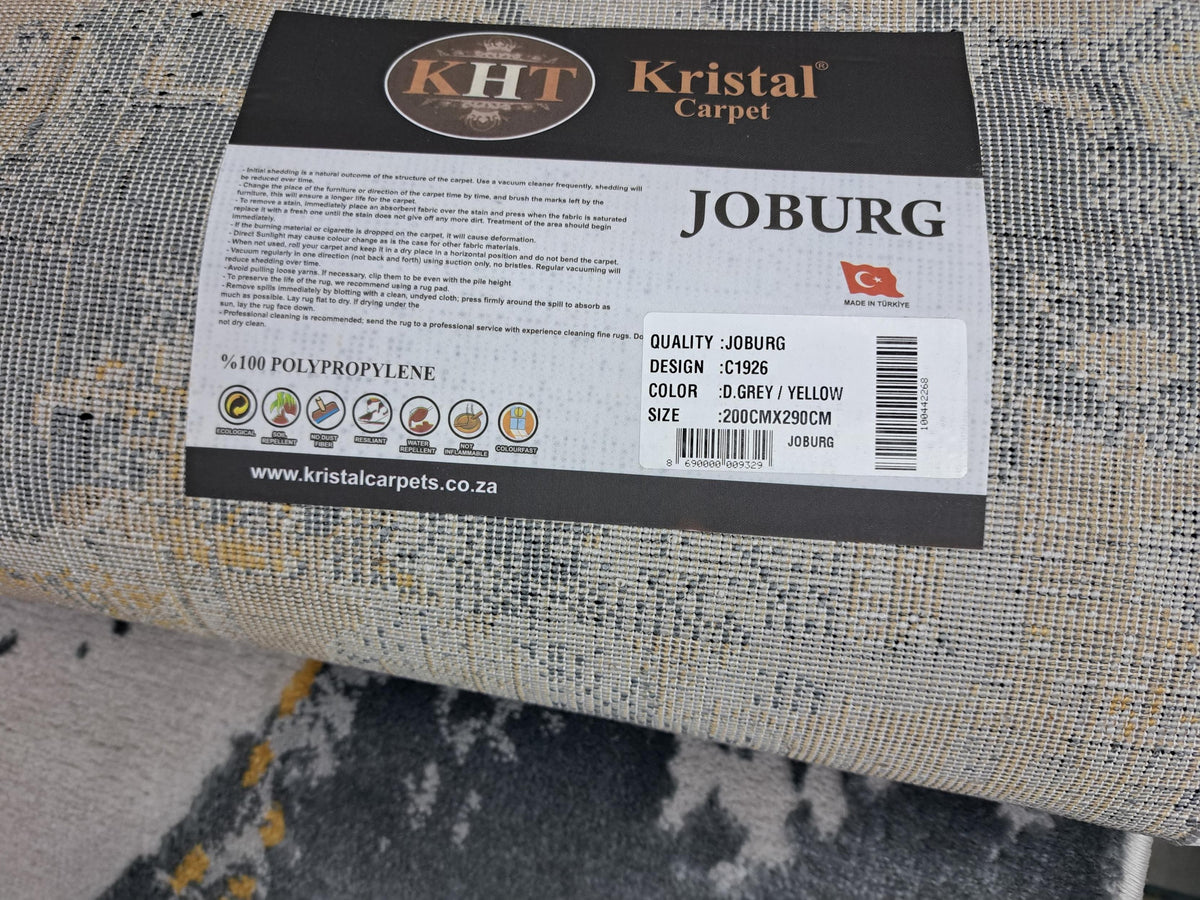 Joburg dark grey / yellow design detail, code C1926