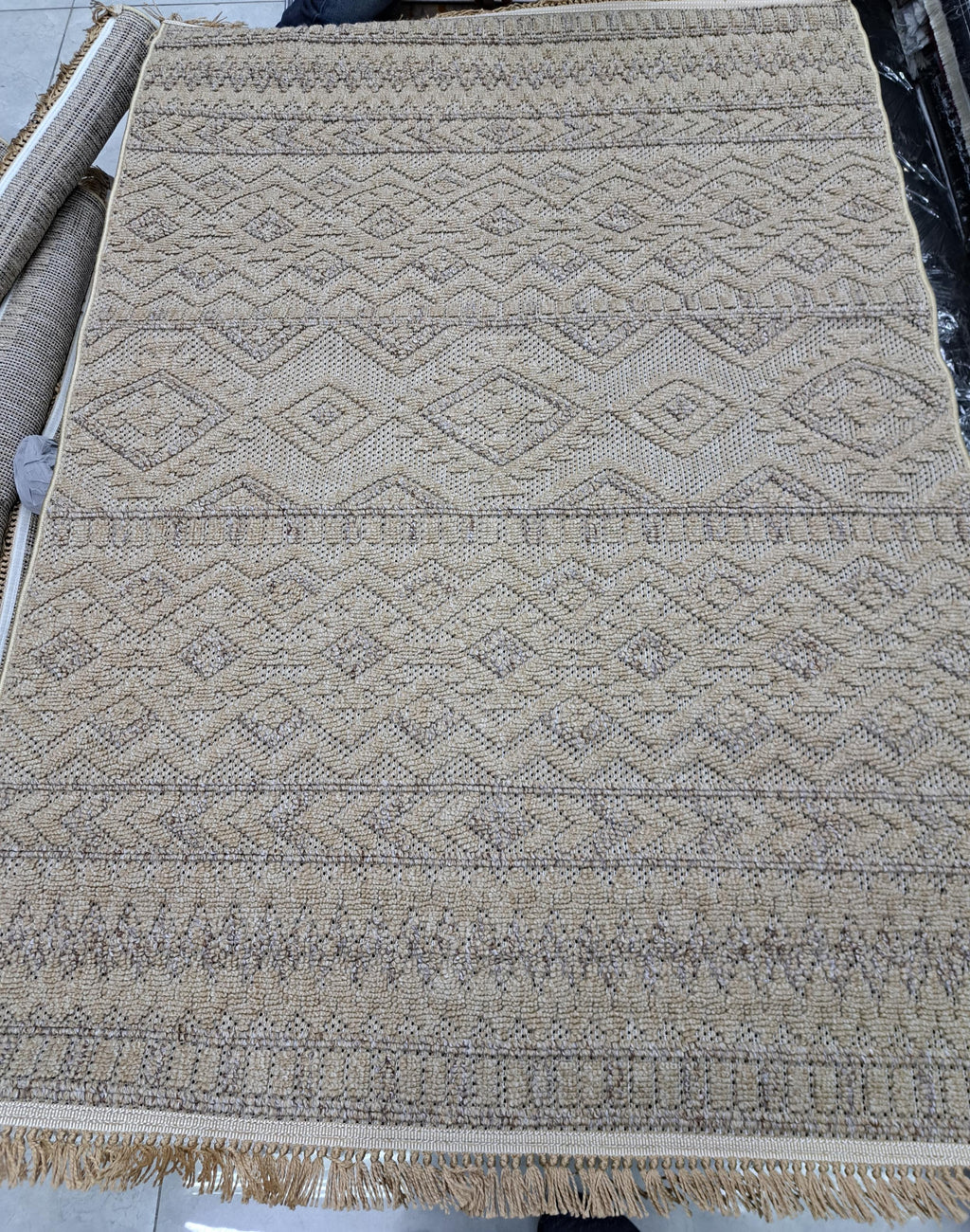 Jute rug in dark beige / dark beige, 120 x 170 cm