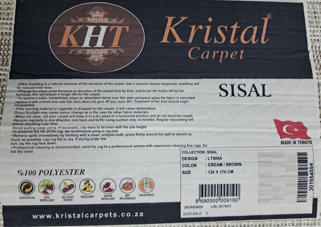 Sisal cream / brown design detail, code LT505A