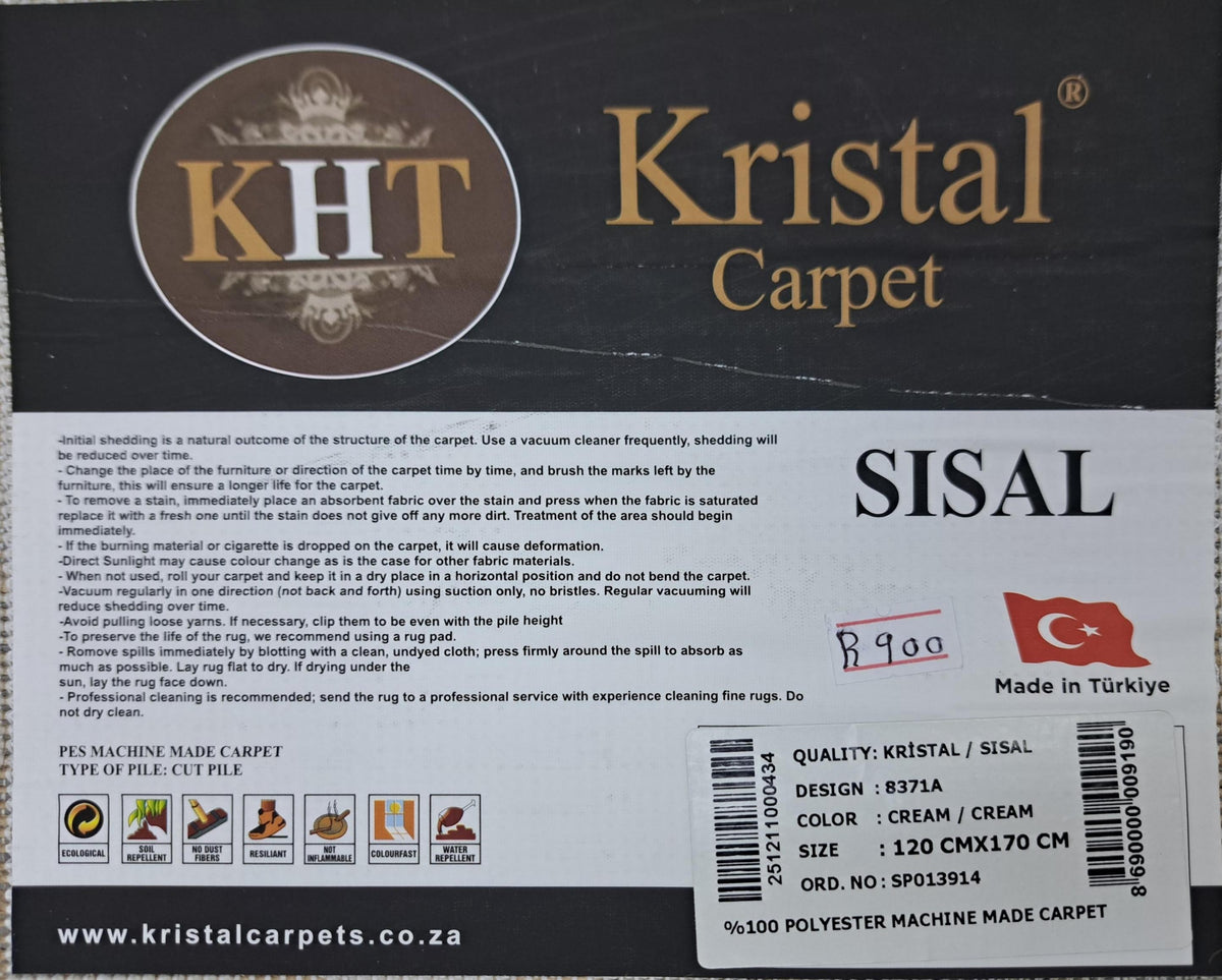Sisal cream / cream design detail, code 8371A