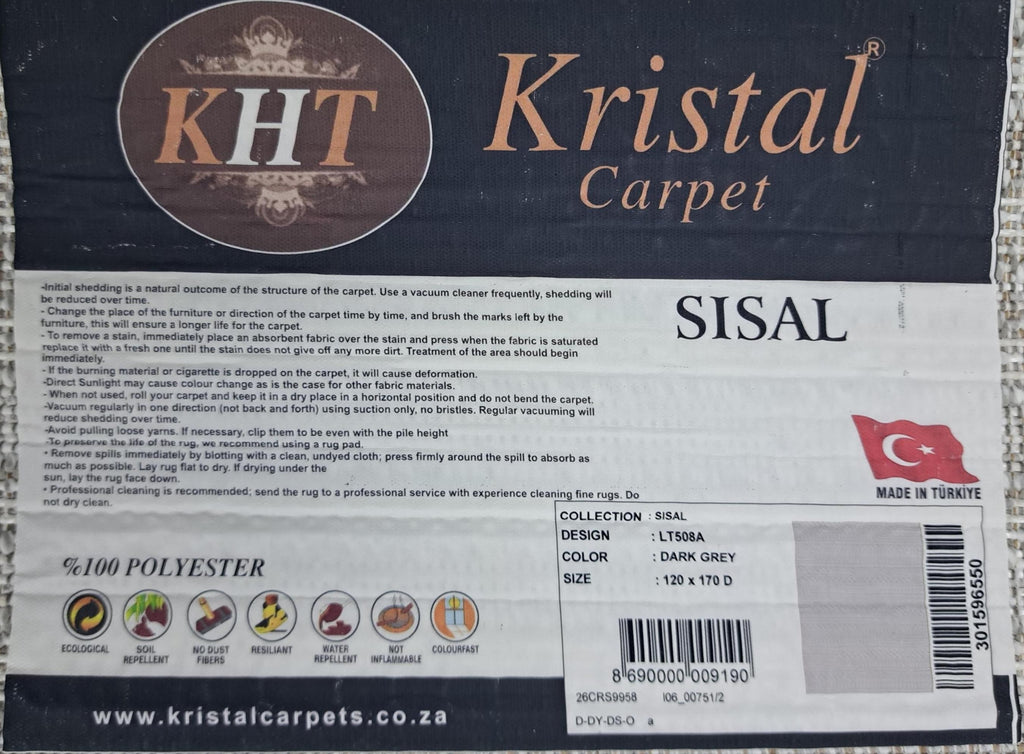 Sisal dark grey design detail, code LT508A