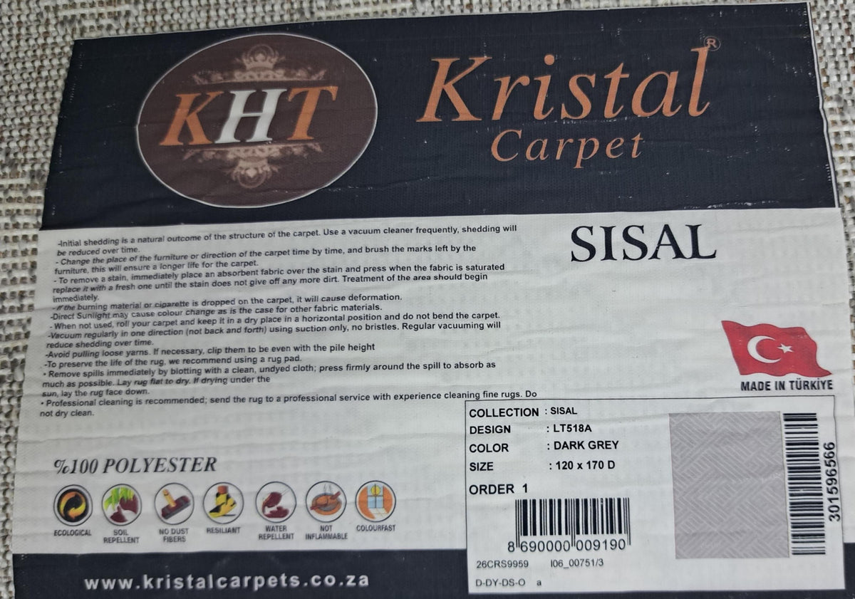 Sisal dark grey design detail, code LT518A