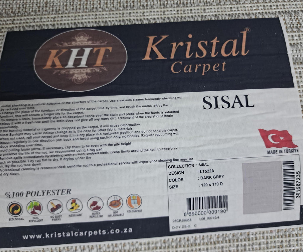 Sisal dark grey design detail, code LT522A