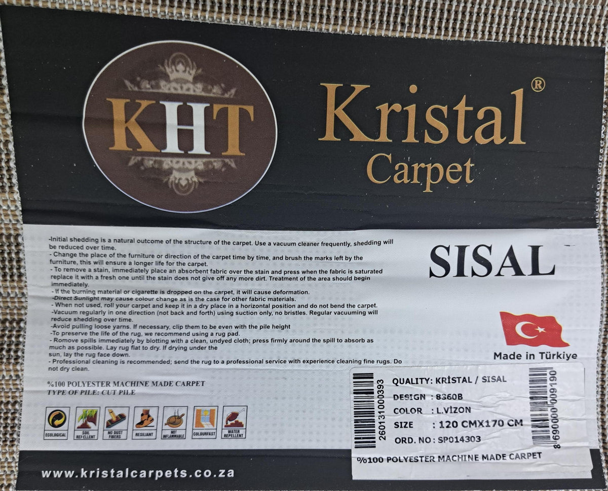 Sisal light taupe design detail, code 8360B